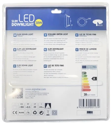 Aigostar - LED Podhľadové svietidlo ULTRATHIN LED/20W/230V 3000K matný chróm