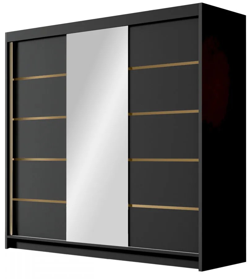 Šatníková skriňa so zrkadlom Fezzart VI 200, Farby: biely / čierny