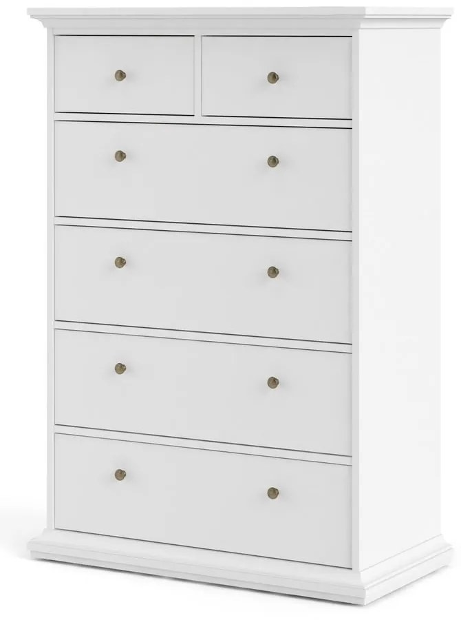 Biela vysoká komoda 96x140 cm Paris – Tvilum