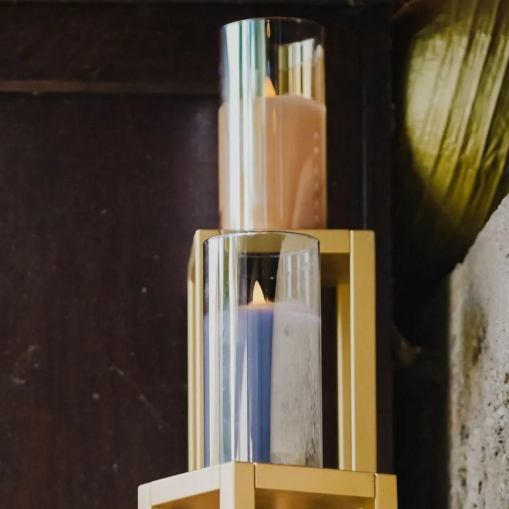 DECOLED LED svíčka ve skle, 7,5 x 15 cm, zlatá