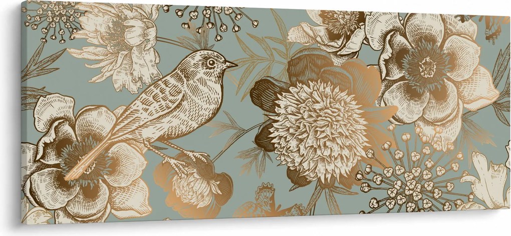 Obraz - Záhrada s vtáčikom (120x50 cm)