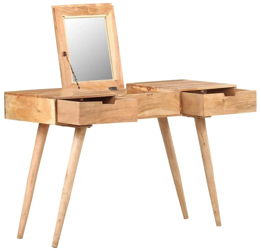 vidaXL Toaletný stolík so zrkadlom 112x45x76 cm masívne akáciové drevo