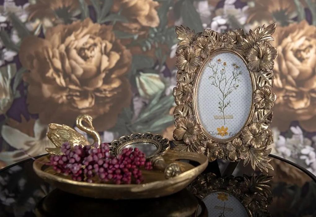 Zlatá antik dekoratívna misa/tanier s labutou Swan - 25*20*9 cm