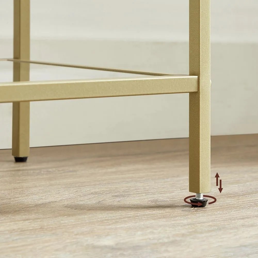 Stojanová polica VASAGLE LGT029A01 – zlatý rám a 5 sklenených políc