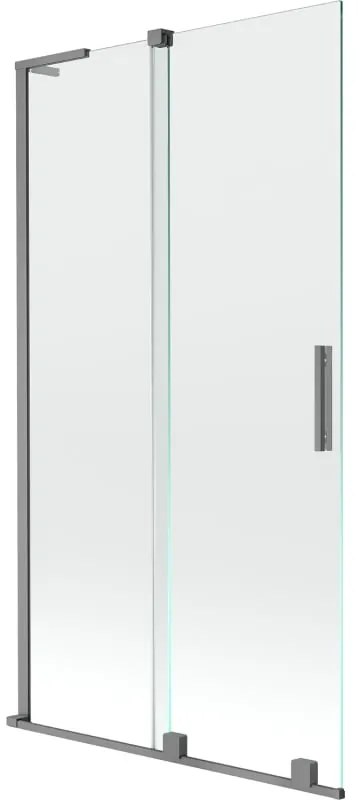 Mexen Velar L, 2-krídlová posuvná vaňová zástena 100 x 150 cm, 8mm číre sklo, grafitová matná, 896-100-003-01-95