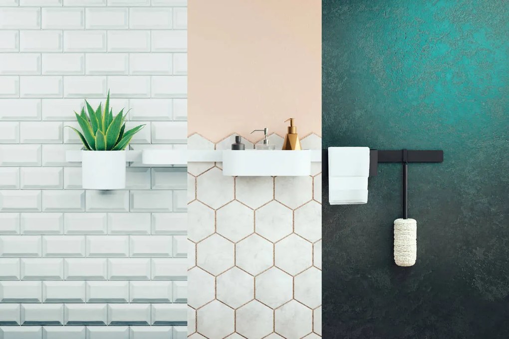 Hansgrohe WallStoris, sada ručná sprcha 105 3jet Activation EcoSmart, nástenná tyč 700 mm, odkladací set, biela matná, HAN-24291700