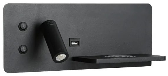 Immax 08287L-LED Nástenné sviet. s pol., USB a bezdr. nab. LED/3W/230V + LED/3W