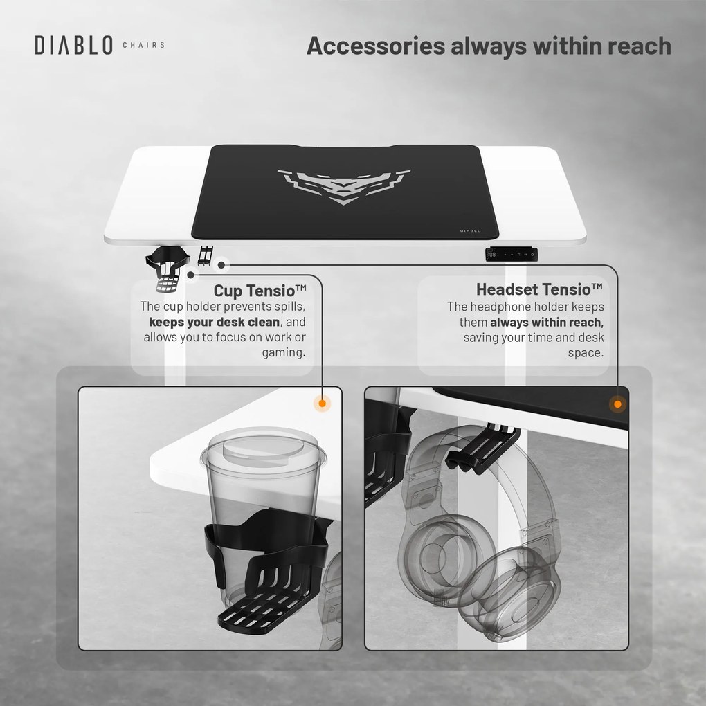 Výškovo nastaviteľný stôl Diablo X-Tensio 1100 biely