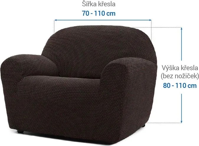 Super strečové poťahy NIAGARA čokoládová kreslo (š. 70 - 110 cm)