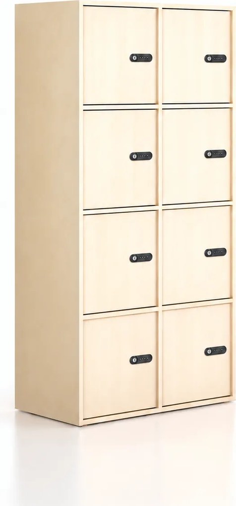 Kancelárska skriňa FRAME, 8x dvere, 872 x 450 x 1735 mm, mechanický kódový zámok, breza