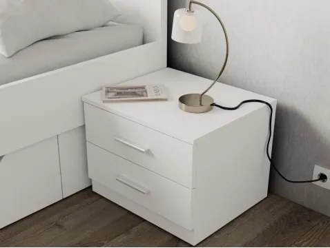 Nočný stolík s 2 zásuvkami Iwetta, biely%