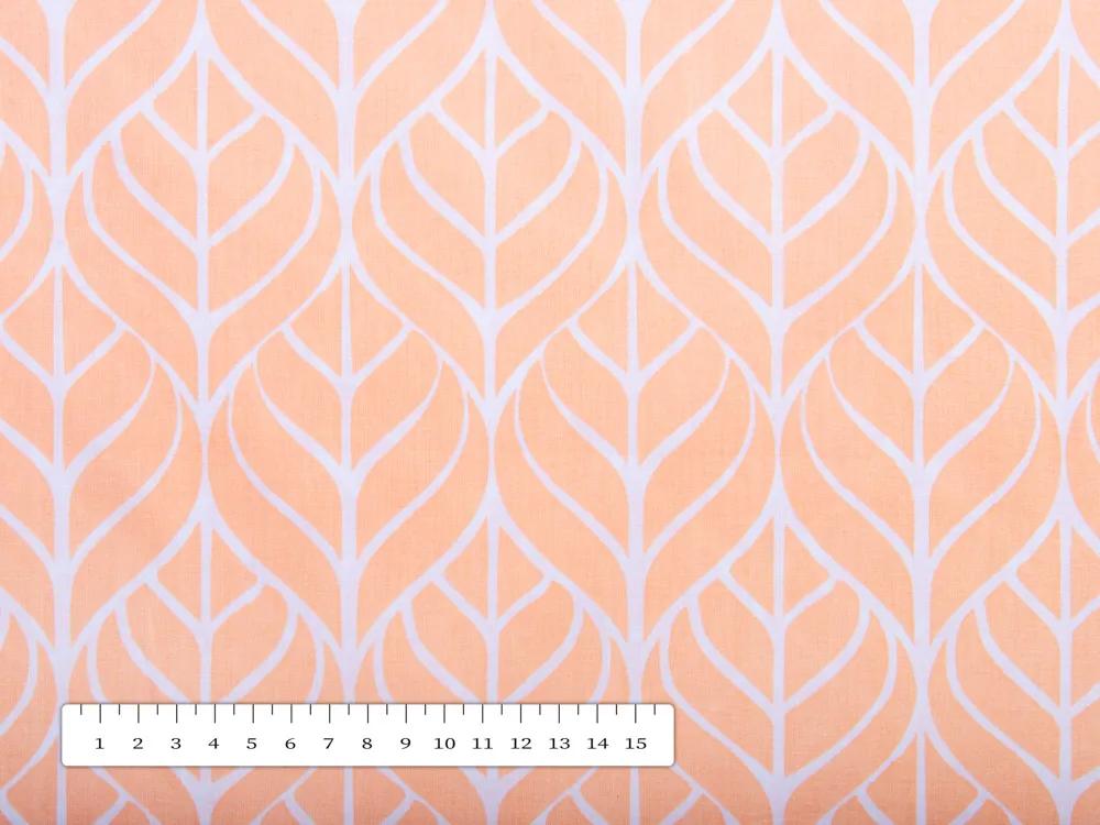 Biante Bavlnený obdĺžnikový obrus Sandra SA213 Listy na marhuľovo oranžovom 100x140 cm