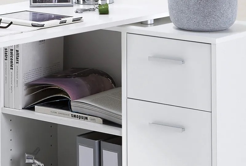 Písací stôl s regálom Albrecht, biely