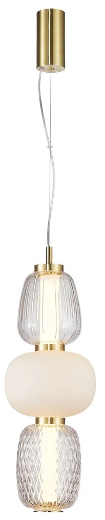 Závesné svietidlo Caro, 3x biele/transparentné sklenené tienidlo, g