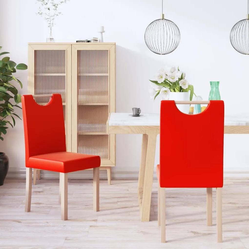 Jedálenské stoličky 2 ks červené umelá koža