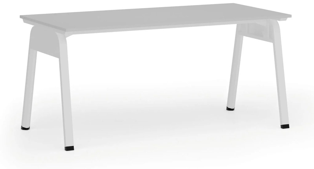Kancelársky stôl PRIMO GAMMA, 1600 x 800 mm, biela podnož, sivá