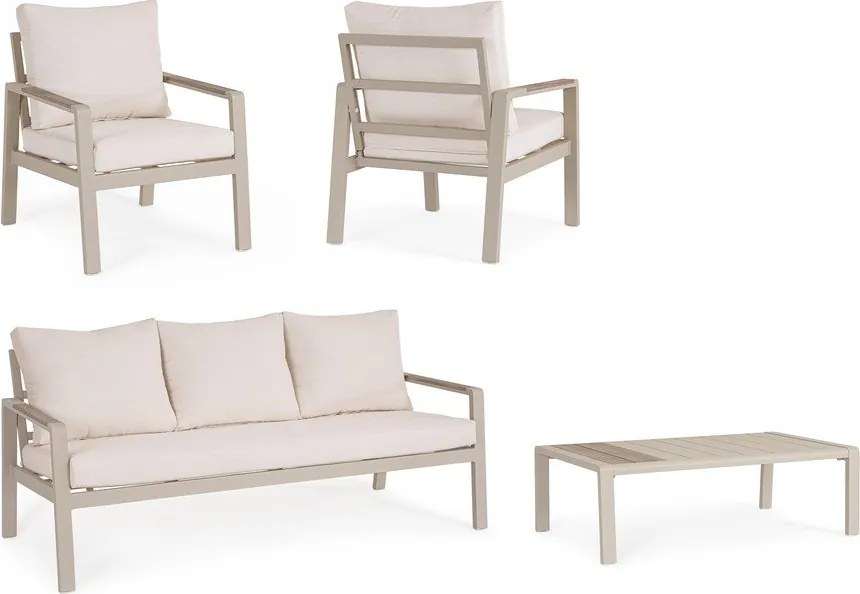Béžová hliníková záhradná lounge súprava pre 5 Elna – Bizzotto