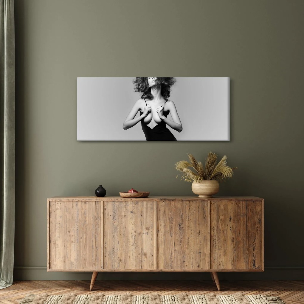 Obraz ženy v čiernych šatách (120x50 cm)
