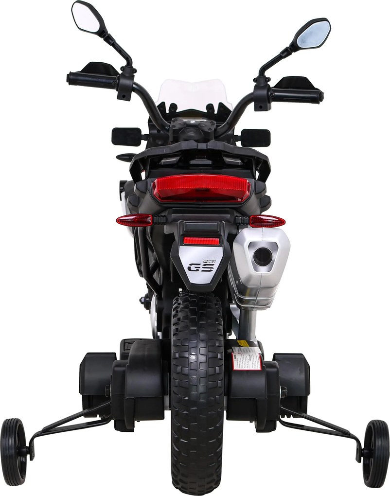 Ramiz BMW F850 GS Detský motocykel na batérie biely + asistenčné kolesá + LED audio + pomalý štart + EVA