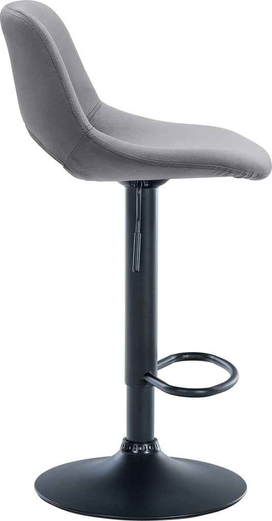 Barová stolička Camden - zamat, čierny rám - Tmavo sivá