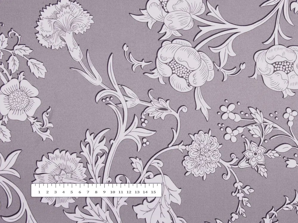 Biante Dekoračný behúň na stôl PM-045 Zámocké kvety na pastelovo fialovom 35x140 cm