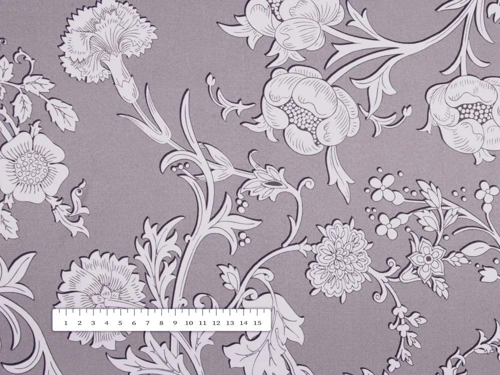 Biante Dekoračný behúň na stôl PM-045 Zámocké kvety na pastelovo fialovom 45x180 cm