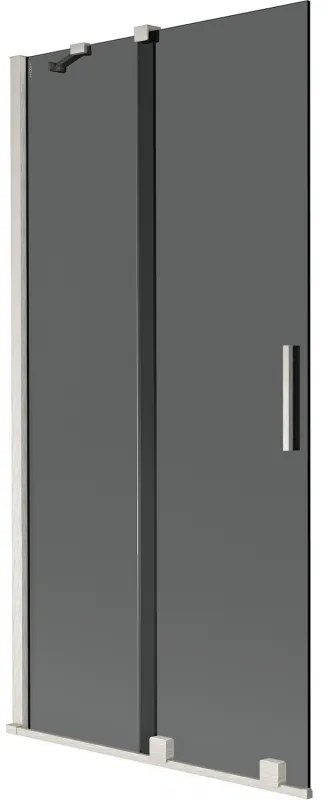 Mexen Velar, 2-krídlová posuvná vaňová zástena 95 x 150 cm, 8mm šedé sklo, brúsená oceľ, 896-095-000-41-97