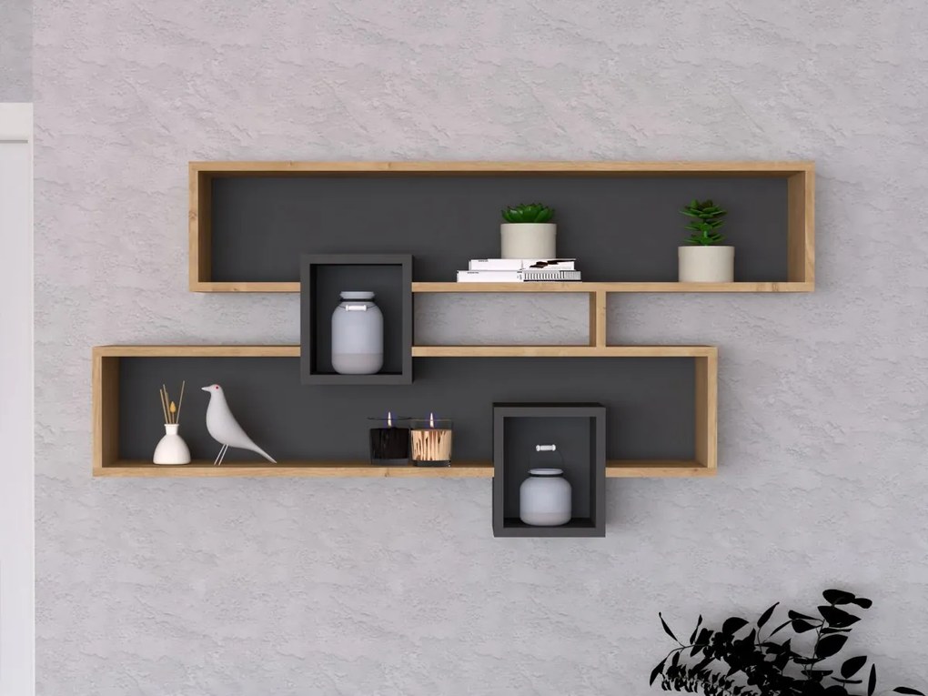 Nástenná polica Karen dub safírový/antracit