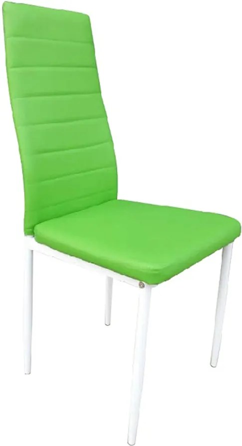 Stolička, ekokoža zelená/kov biela, COLETA NOVA