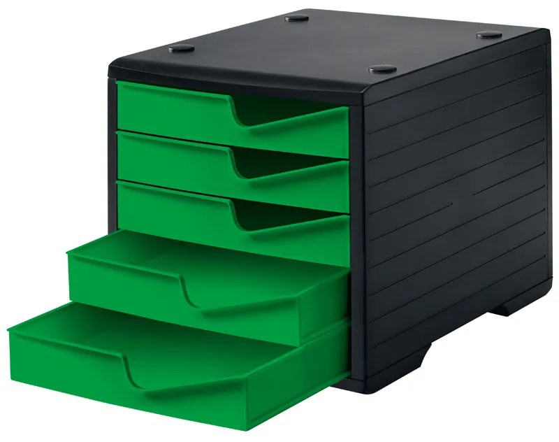 Triediaci box, 5 zásuviek, čierna/zelená