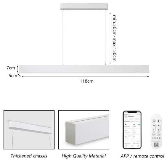 Brilagi - stmievateľný LED luster SLEEKLINE SMART LED/40W/230V Wi-Fi Tuya biely + diaľkové ovládanie