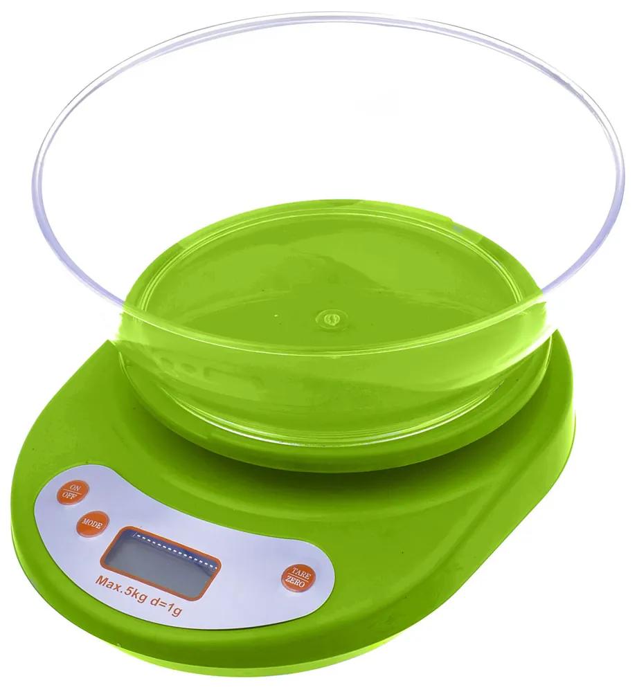 Verk 17025_Z Digitálna kuchynská váha s miskou 0,1 g - 5 kg zelená
