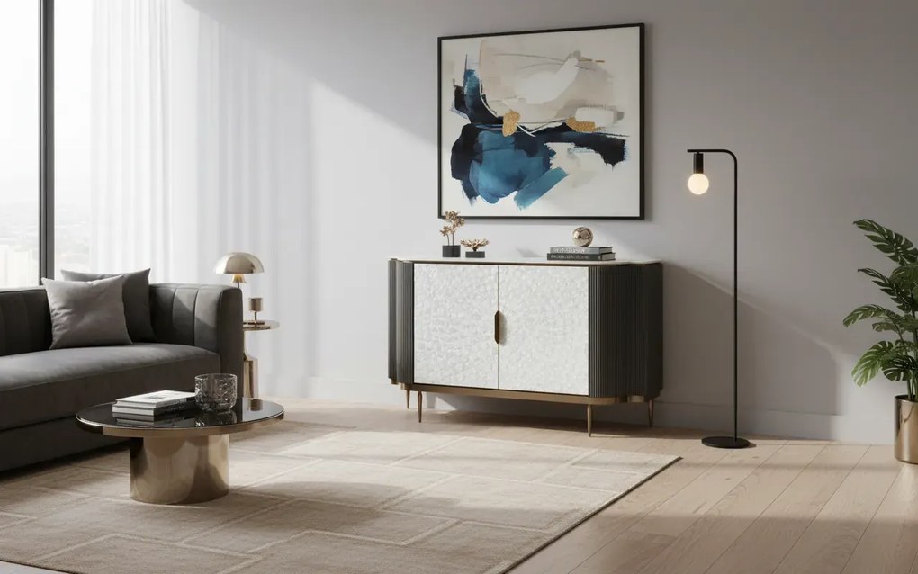 Komoda Stilig ST906 150 cm grafit/krémová/zlatá