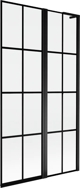 Mexen Mist L, 2-krídlová vaňová zástena, pravá 100 x 150 cm, čierna mriežka, čierna - 8A9L-100-011-70-77-P