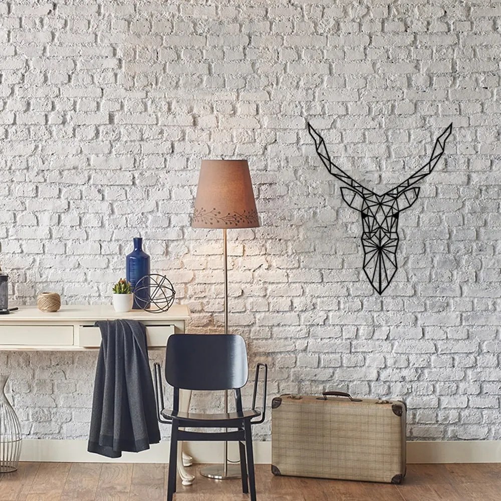 Kovová nástenná dekorácia Deer, 60 × 50 cm