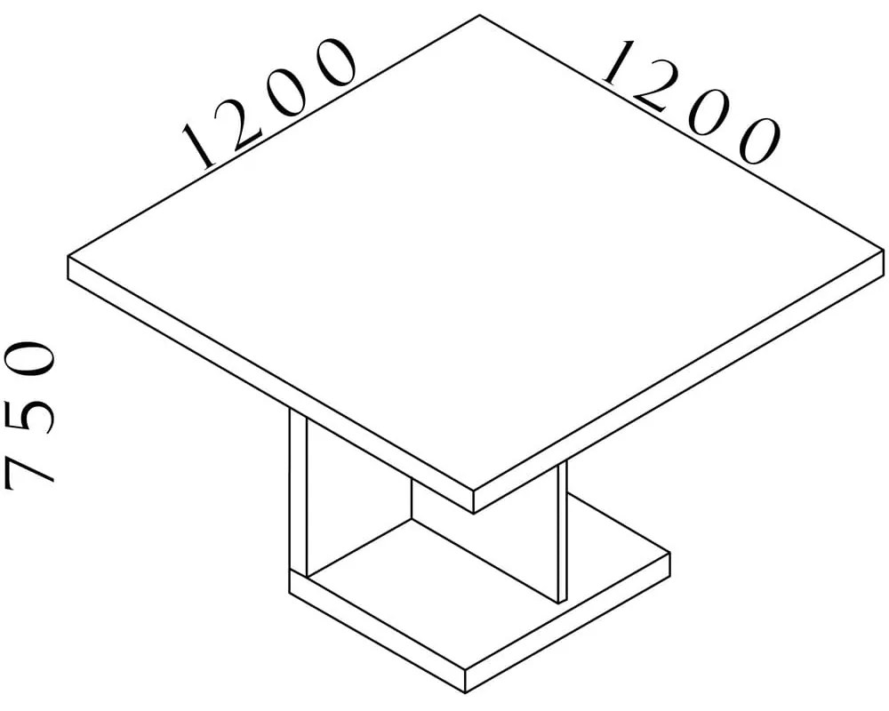 Konferenčný stôl Lineart 120 x 120 cm, brest tmavý / antracit