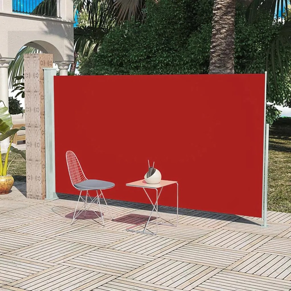 vidaXL Bočná markíza na terasu/balkón 180x300 cm, červená