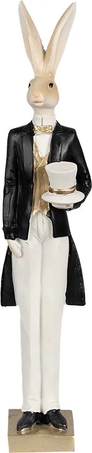 Dekorácia zajac elegán v čiernom fraku s klobúkom - 7*6*32 cm