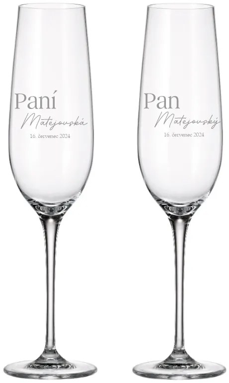 Dekorant Svadobné poháre na šampanské PÁN A PANI 270 ml 2KS
