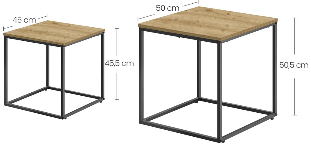 Sada 2ks konferenčných stolíkov QUADRO, dekor dub artisan