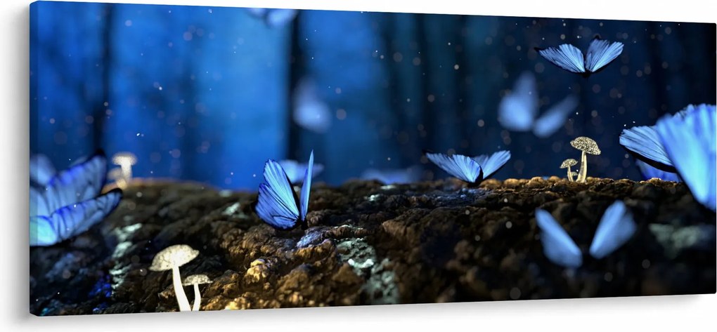 Obraz modrých motýľov (120x50 cm)