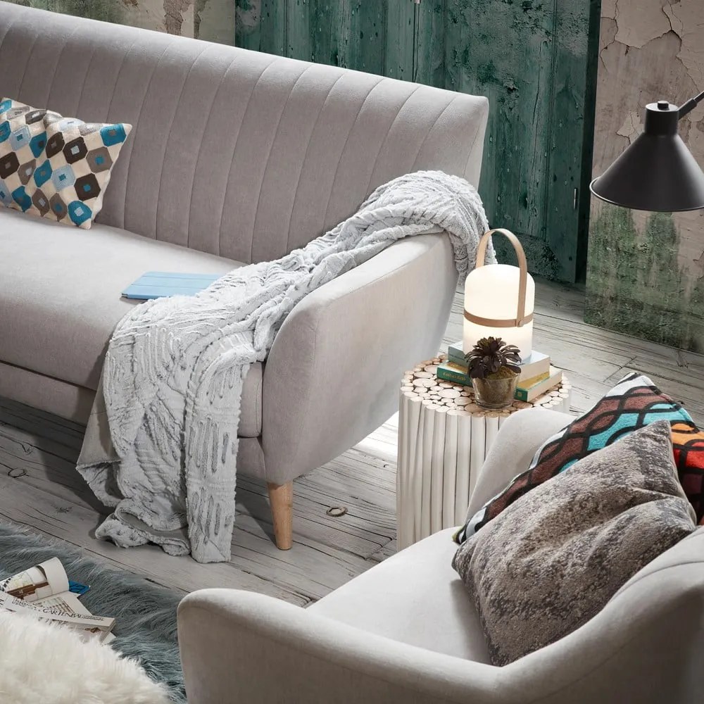 Biely odkladací stolík z tíkového dreva Kave Home Filippo, ⌀ 35 cm