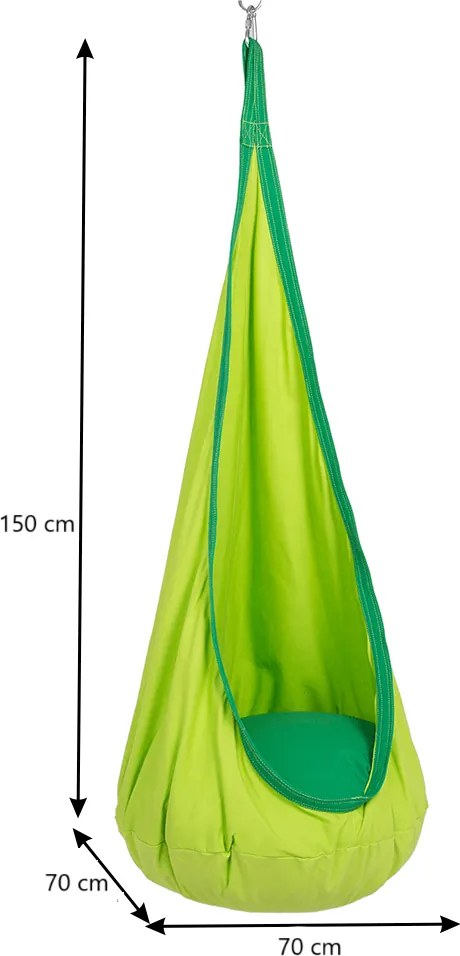 Dětské závěsné houpací křeslo NOKEL zelené