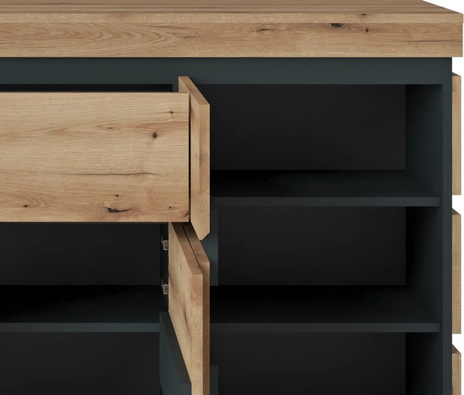 Úložná komoda Corte, dub coast/tmavo šedá