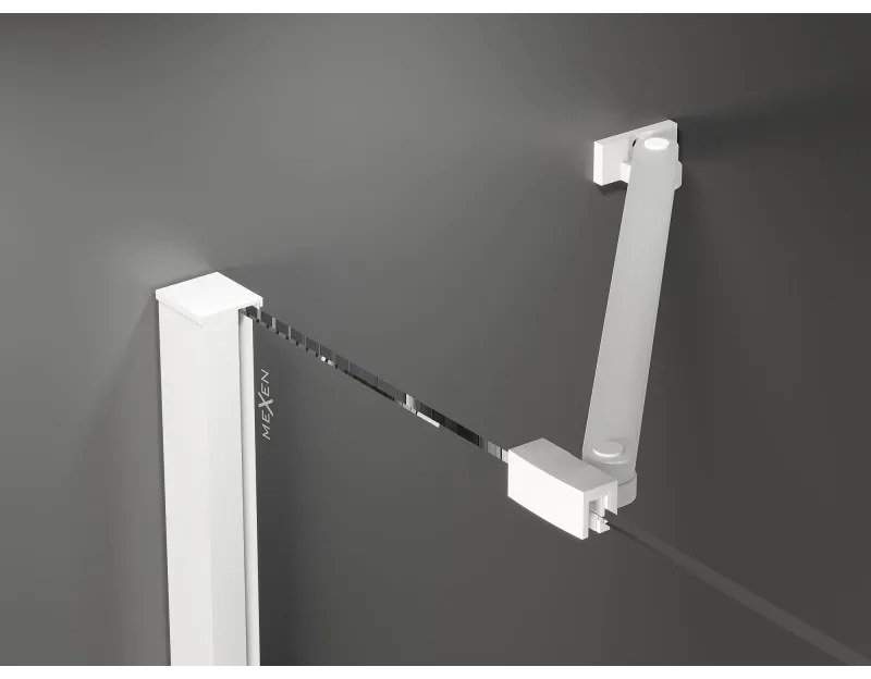 Mexen Velar Duo, posuvné sprchové dvere do otvoru 140 cm, 8mm sklo námraza, biela matná, 871-140-000-32-20