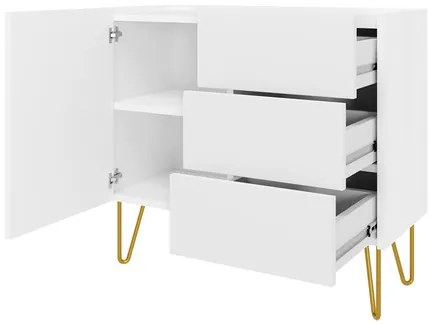 Komoda Animere White AKSZ97, Farby:: biela / biela + mramor bianco