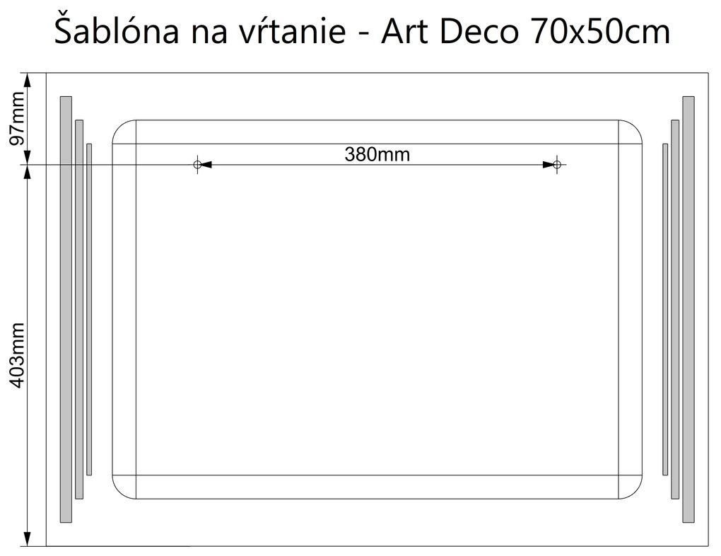 LED zrkadlo Art Deco Vertical 130x80cm teplá biela - wifi aplikácia