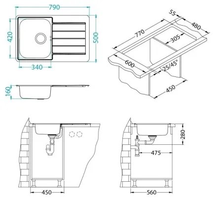 ALVEUS 1069147 - Kuchynský drez LINE 79x50 cm matná oceľ/satén