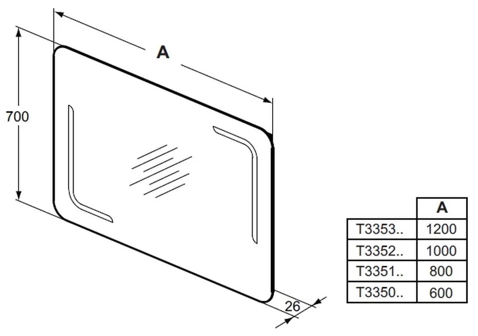 Ideal Standard Mirror & Light - Zrkadlo s LED osvetlením a ambientným podsvietením 800x700 mm, T3351BH