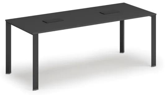 Stôl INFINITY 2000 x 900 x 750, grafit + 2x stolná zásuvka TYP III, čierna